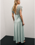 Robe longue satin dentelle – Imperial Femme – Vert d'eau