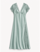 Robe longue satin dentelle – Imperial Femme – Vert d'eau