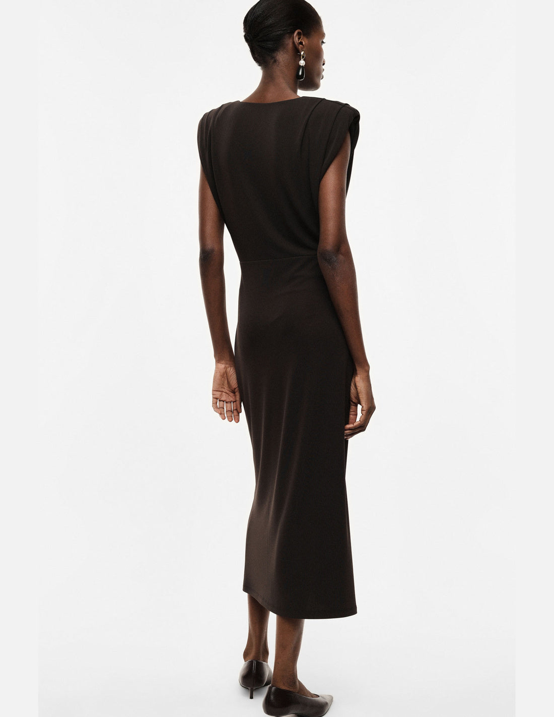 Robe midi fourreau drapée en jersey col bijou – Imperial Femme, vue de dos