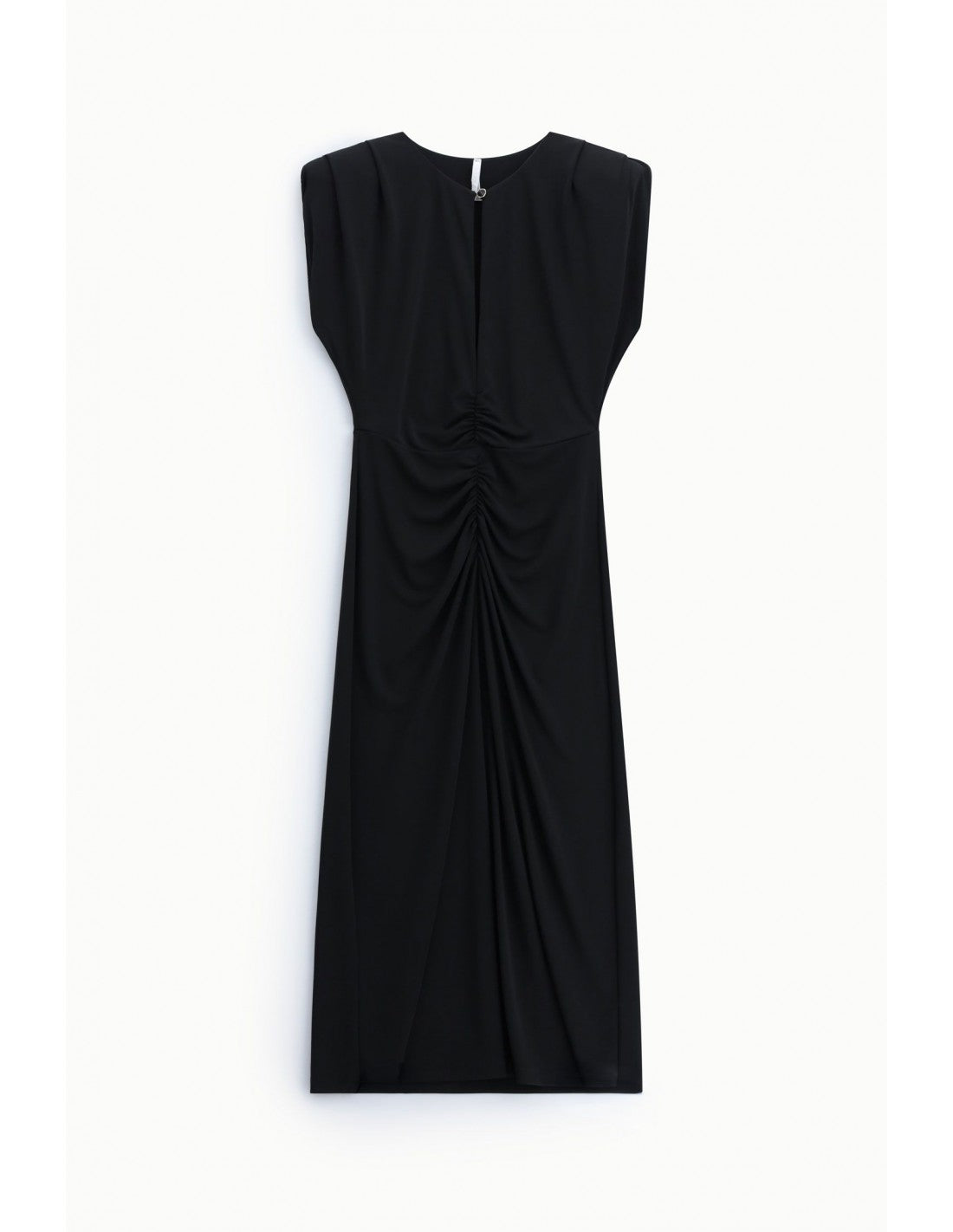 Robe midi fourreau drapée en jersey col bijou – Imperial Femme