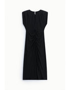 Robe midi fourreau drapée en jersey col bijou – Imperial Femme