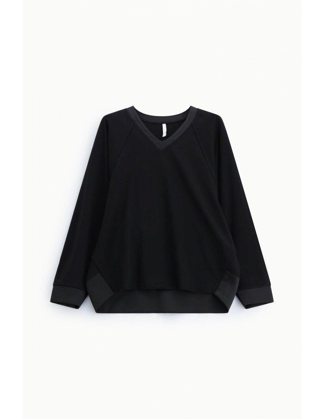 Sweat-shirt col V manches chauve-souris poignets satin – Imperial Femme
