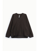 Sweat-shirt col V manches chauve-souris poignets satin – Imperial Femme