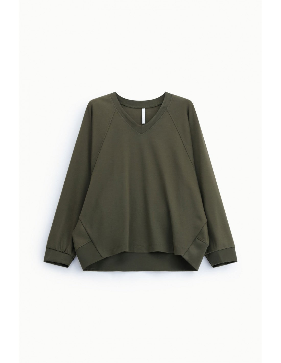 Sweat-shirt col V manches chauve-souris poignets satin – Imperial Femme