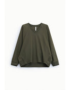 Sweat-shirt col V manches chauve-souris poignets satin – Imperial Femme