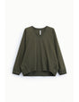 Sweat-shirt col V manches chauve-souris poignets satin – Imperial Femme