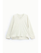 Sweat-shirt col V manches chauve-souris poignets satin – Imperial Femme