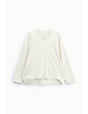 Sweat-shirt col V manches chauve-souris poignets satin – Imperial Femme