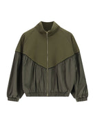 Sweat zippé col montant en point de Milan à plat – kaki foncé – Imperial Femme