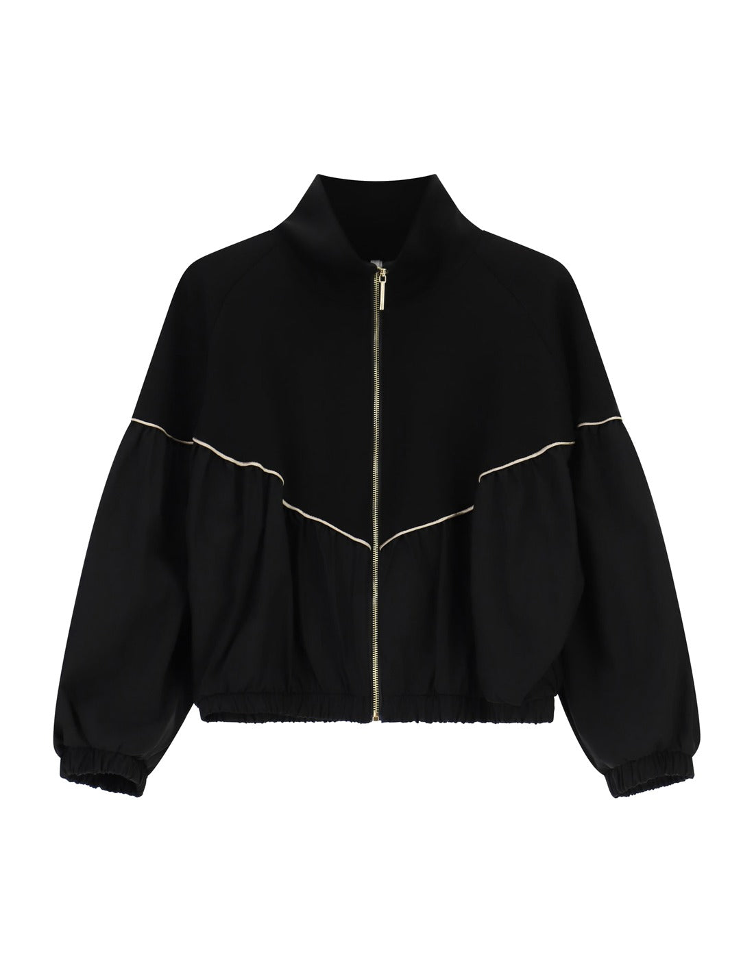 Sweat zippé col montant en point de Milan à plat – noir – Imperial Femme