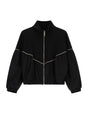 Sweat zippé col montant en point de Milan à plat – noir – Imperial Femme
