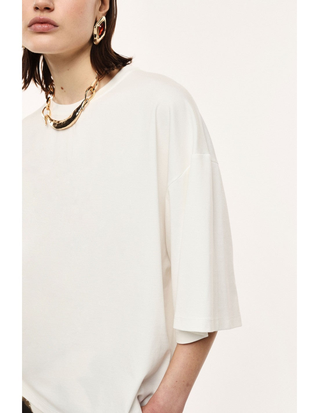 T-shirt ample à manches chauve-souris et col rond – Imperial Femme