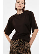 T-shirt asymétrique drapé épaulettes structurantes – Imperial Femme