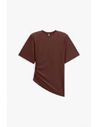 T-shirt asymétrique drapé épaulettes structurantes – Imperial Femme