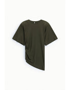 T-shirt asymétrique drapé épaulettes structurantes – Imperial Femme