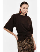 T-shirt asymétrique drapé épaulettes structurantes – Imperial Femme