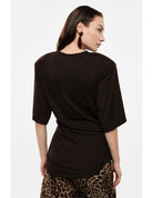 T-shirt asymétrique drapé épaulettes structurantes – Imperial Femme