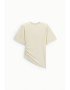 T-shirt asymétrique drapé épaulettes structurantes – Imperial Femme