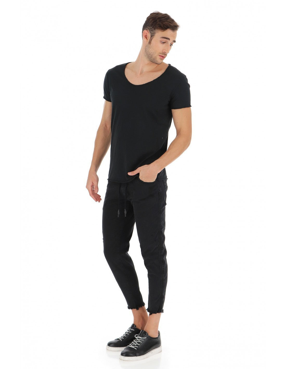 T-shirt col rond décolleté en coton flammé – Imperial Homme