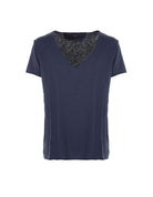T-shirt col V profond en coton flammé  – Imperial Homme