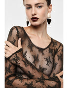 T-shirt dentelle florale manches longues – Imperial Femme