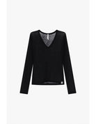 T-shirt seconde peau col V en laine et lyocell – Imperial Femme
