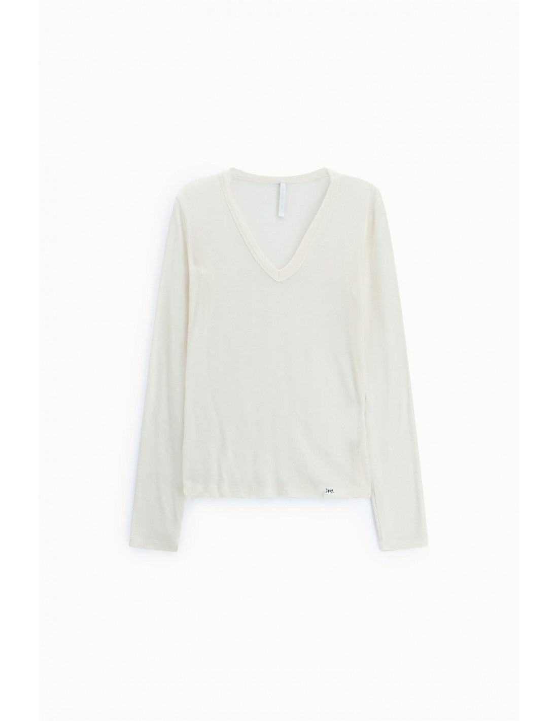 T-shirt seconde peau col V en laine et lyocell – Imperial Femme