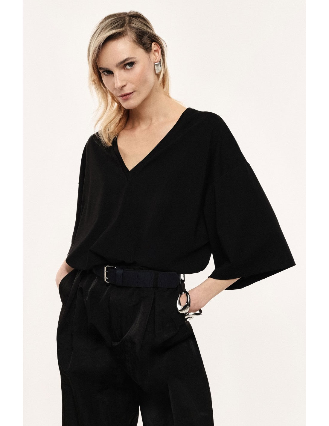 Top ample manches chauve-souris col V – Imperial Femme