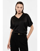 Top bimatière col V à fronces latérales – Imperial Femme