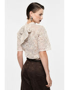 Top en dentelle rebrodée col montant – Imperial Femme