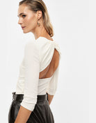 Top manches trois-quarts dos ouvert drapé porté – Imperial Femme