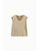 Top sans manches col V en crêpe satin – Imperial Femme