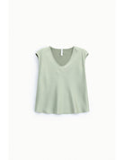 Top sans manches col V en crêpe satin – Imperial Femme