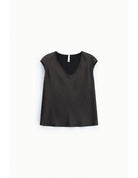 Top sans manches col V en crêpe satin – Imperial Femme