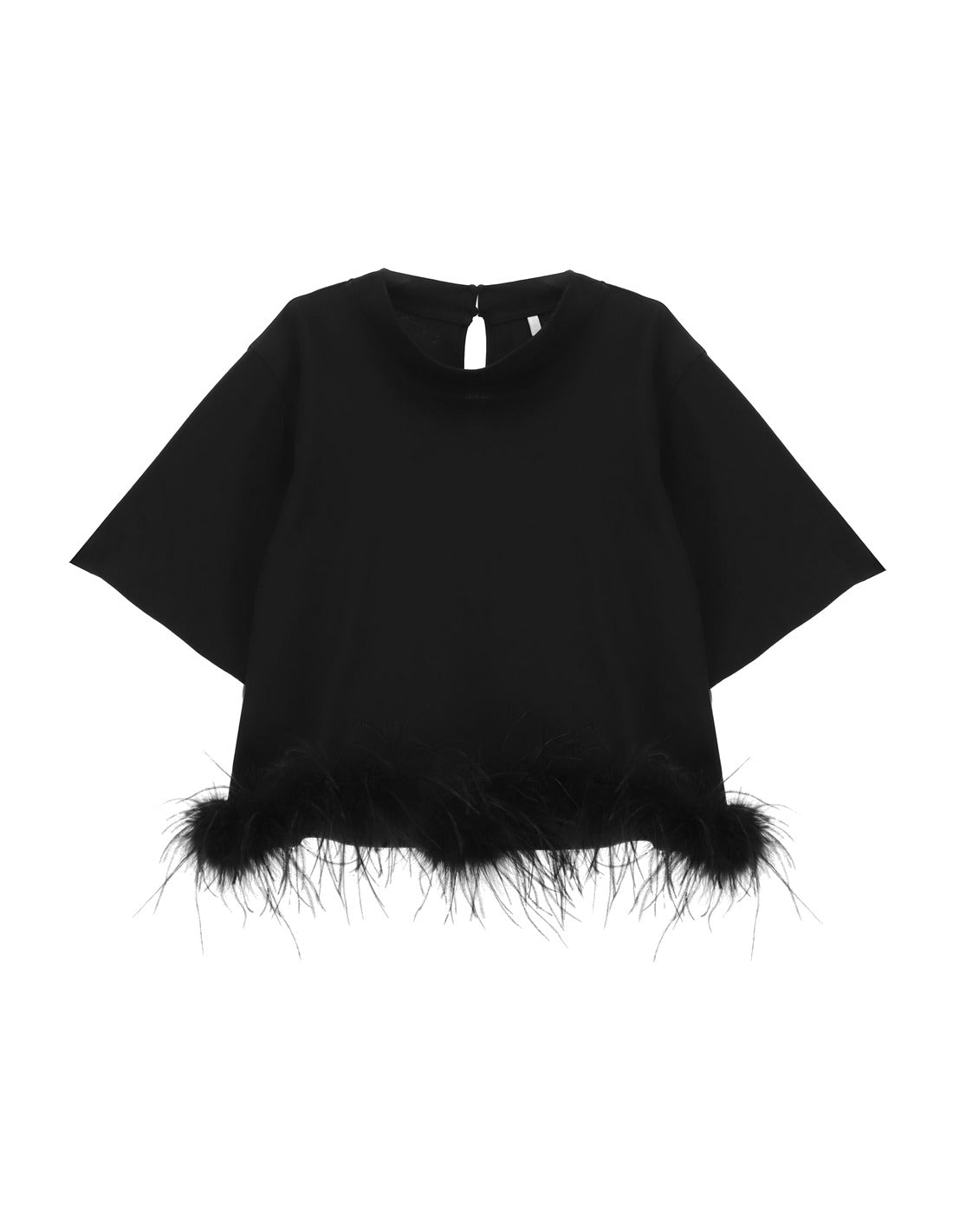 T-shirt à plumes en jersey point de Milan à plat – noir – Imperial Femme