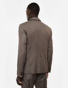 Blazer droit à deux boutons, taupe, porté de profil
