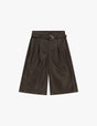Bermuda taille haute effet cuir ceinturé à plat – marron – Imperial Femme