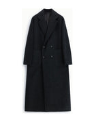 Manteau long croisé à poches plaquées, gris anthracite, à plat