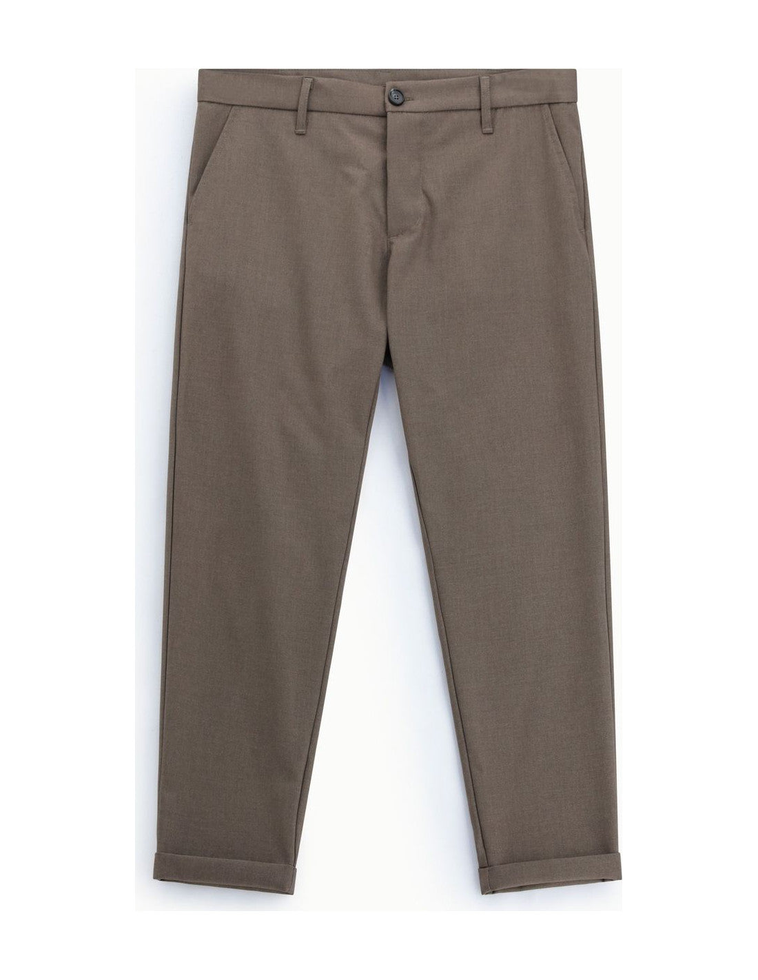 Pantalon chino à revers, taupe, à plat