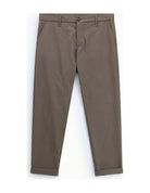 Pantalon chino à revers, taupe, à plat