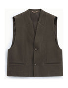 Gilet de costume sans manches, marron, à plat