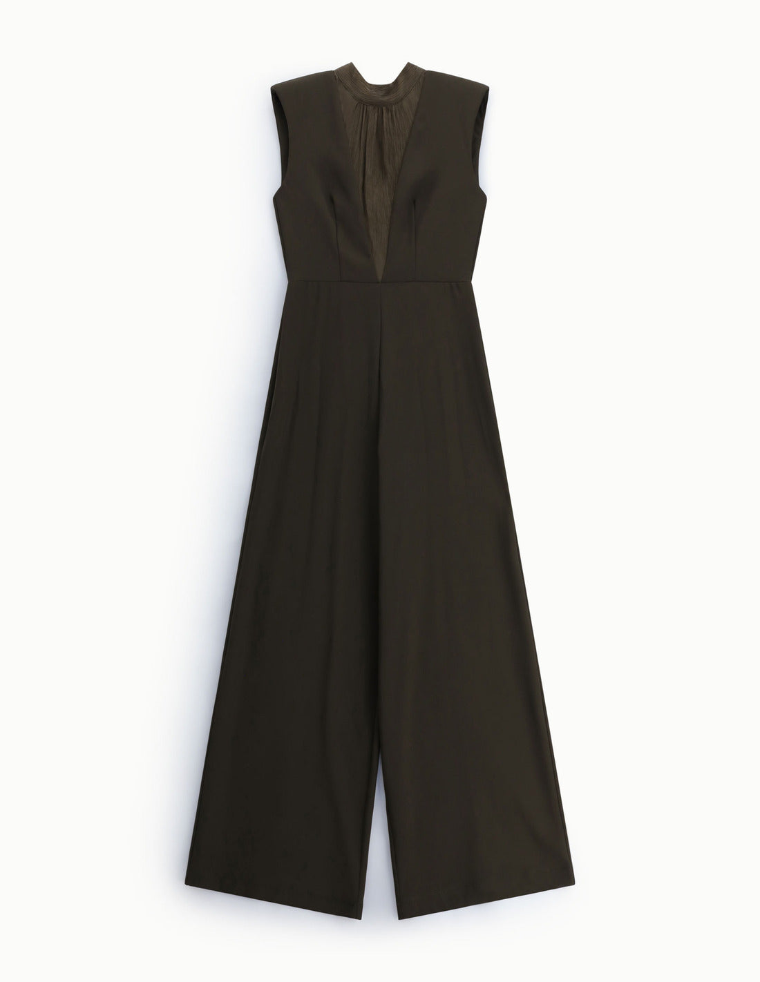 Combinaison col montant en crêpe fluide à plat – vert militaire – Imperial Femme