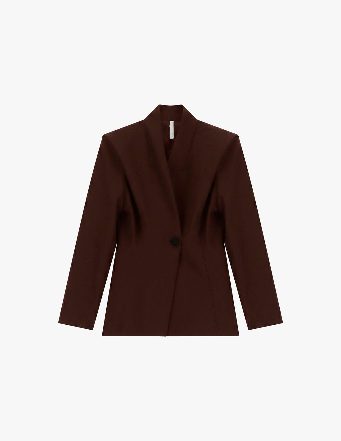 Blazer un bouton col montant épaules marquées à plat – marron – Imperial Femme