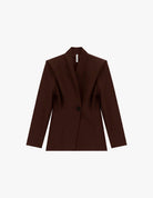 Blazer un bouton col montant épaules marquées à plat – marron – Imperial Femme