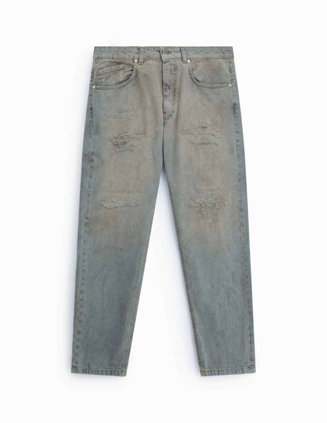 Jean droit délavé en coton à plat – bleu denim – Imperial Homme