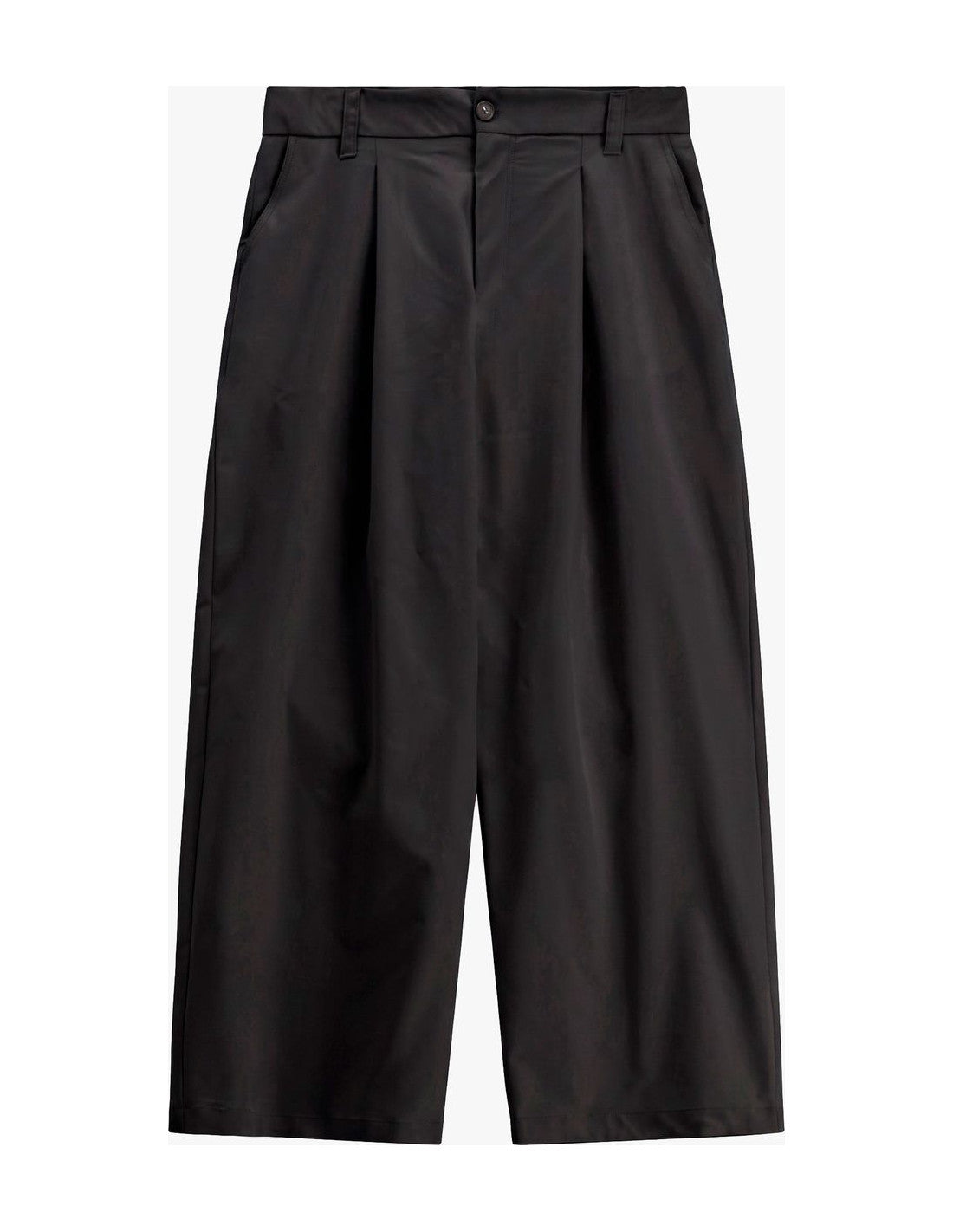 Pantalon baggy à pinces taille haute, noir, à plat