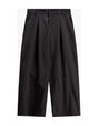 Pantalon baggy à pinces taille haute, noir, à plat