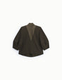 Blouse col montant empiècement transparent à plat – kaki foncé – Imperial Femme