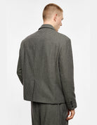 Blazer croisé micro pied-de-poule, taupe vert violet, porté de dos