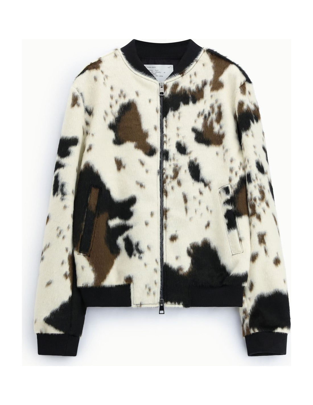 Blouson bomber à motif tacheté, beige, à plat